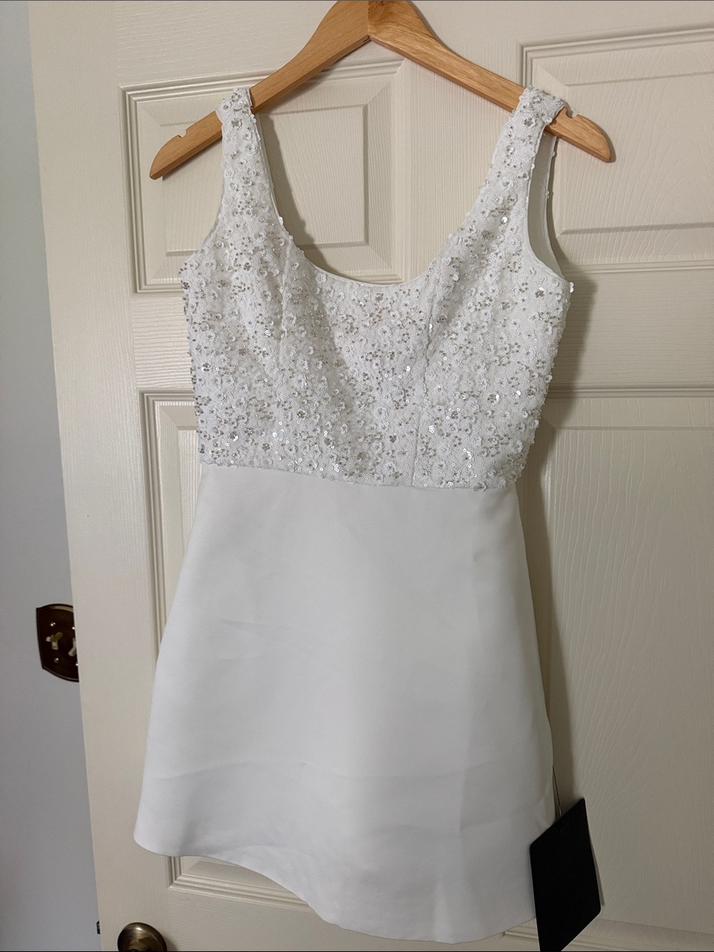 White Beaded Sleeveless Mini Dress